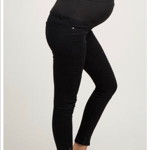 Pinkblush Black Moto Side Zipper Maternity Jeans